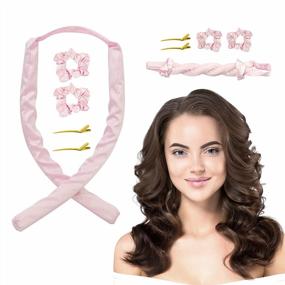 img 4 attached to Get Effortless Waves With DoLike Heatless Curling Rod Headband - No Heat Curlers For Long Hair With Silk Ribbon, 2 Hair Ties And Clips