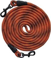 btinesful tie-out check cord long rope dog leash, 12ft training lead leash for large medium small dogs - ideal for training, playing, camping, or backyard (orange black) logo