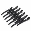 12pcs professional hair clips for styling sectioning, non slip no-trace duck billed hair clips with silicone band - 4.3” long for women and men - black salon and home use logo