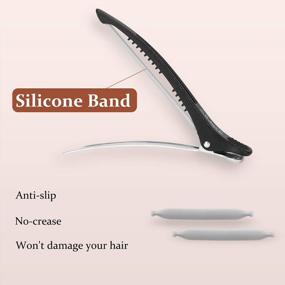 img 2 attached to 12Pcs Professional Hair Clips For Styling Sectioning, Non Slip No-Trace Duck Billed Hair Clips With Silicone Band - 4.3” Long For Women And Men - Black Salon And Home Use
