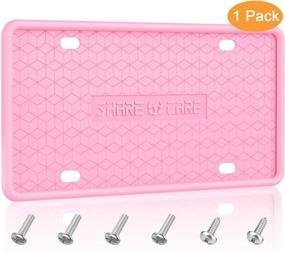 img 4 attached to 1Pack Silicone License Plate Frame Covers For Car Silicone License Plate Holder For US Standard (1 Pack Pink)