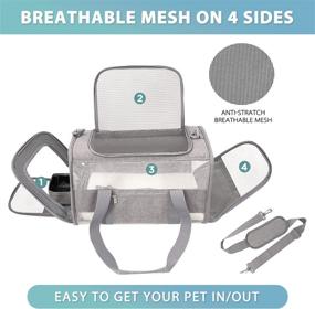 img 3 attached to 🐾 Sapine Airline Approved Pet Carrier with Bowl, Pet ID Card, Reflective Strip, Pet Travel Carrier Cat Carriers for Medium Small Cats Puppy Dog Soft-Sided Carriers for Small Dogs Portable Collapsible