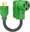 30 amp to 50 amp rv generator adapter cord - led power indicator, 12 inch stw 10/3 logo