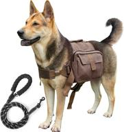 medium dog backpack with leash - hiking and camping saddle bag for medium and large dogs in khaki логотип