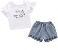 очаровательный комплект летнего платья peacolate для девочек: комбинация розовой футболки с короткими рукавами и джинсовой юбки в размерах 3-10t логотип