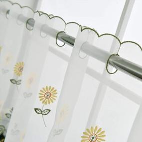 img 2 attached to 🌼 ZHH Handmade Daisy Valances: Embroidered Pastoral Style Cafe Curtain with Floral Kitchen Design - Yellow, 1 Panel (70" W x 17" H)