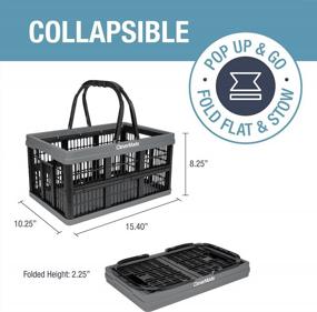img 3 attached to CleverMade 16L Collapsible Plastic Shopping Baskets - 3 Pack, Charcoal - Foldable & Reusable With Handles For Easy Storage
