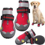 🐾 waterproof dog paw protectors shoes - anti-slip red boots for large and medium dogs, suitable for summer walks on hot pavement and hardwood floors, 4 inches логотип