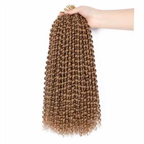 img 4 attached to 7 Pack Of 14 Inch Blonde Passion Twist Crochet Hair - Water Wave Curly Braiding Hair Extensions For Women - Short Passion Twists Braiding Hair In #27 Shade By Ubeleco