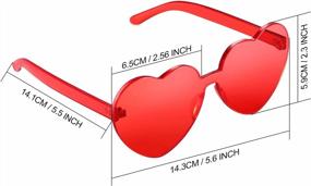 img 3 attached to Heart Shaped Rimless Sunglasses Tinted Glasses Eyewear Women Girls 5 Pack Party Accessories