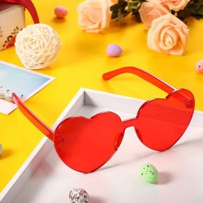 img 1 attached to Heart Shaped Rimless Sunglasses Tinted Glasses Eyewear Women Girls 5 Pack Party Accessories