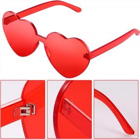 img 2 attached to Heart Shaped Rimless Sunglasses Tinted Glasses Eyewear Women Girls 5 Pack Party Accessories