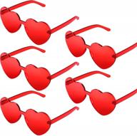 heart shaped rimless sunglasses tinted glasses eyewear women girls 5 pack party accessories logo