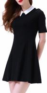 aphratti women's short sleeve casual peter pan collar cute fit and flare dress logo