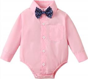 img 4 attached to SOBOWO Baby Boys' Dress Shirt Bodysuit: Formal One-Piece Romper Jumpsuit With Button-Up Long/Short Sleeve, Perfect For Weddings And Parties - Available In Sizes 0-24M