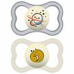 mam supreme night baby pacifier: 2 pack with patented nipple for sensitive skin, ideal for 6-16 months, unisex design logo