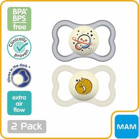 img 2 attached to MAM Supreme Night Baby Pacifier: 2 Pack With Patented Nipple For Sensitive Skin, Ideal For 6-16 Months, Unisex Design
