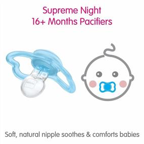 img 1 attached to MAM Supreme Night Baby Pacifier: 2 Pack With Patented Nipple For Sensitive Skin, Ideal For 6-16 Months, Unisex Design
