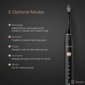 img 2 attached to 🖤 Waterproof Rechargeable Electric Toothbrush for Adults (Black)