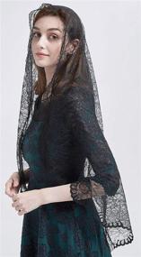 img 2 attached to 🌸 Mantilla Church Rectangle Floral Off White Women's Accessories: Elevate Your Style for Special Occasions!