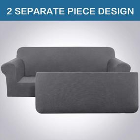 img 2 attached to H.VERSAILTEX 2 Pieces Sofa Cover High Stretch Sofa Slipcover Stylish Furniture Cover/Protector Suit For T Cushion/Box Cushion Soft With Elastic Bottom For Kids - Sofa 72"-88" - Charcoal Gray