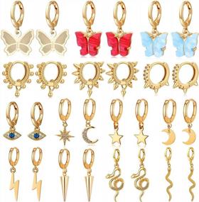 img 4 attached to Get Holiday-Ready With 12 Pairs Of Chunky 14K Gold Plated Hoop Earrings - Hypoallergenic And Lightweight Set For Women'S Gifts