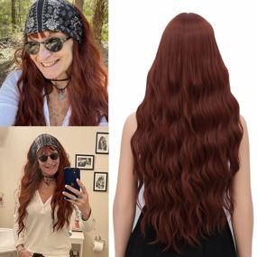 img 4 attached to Netgo Auburn Wig For Women Long Wavy Heat Resistant Fiber Wigs Side Bangs Cosplay Party