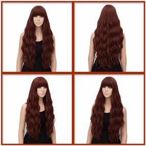 img 1 attached to Netgo Auburn Wig For Women Long Wavy Heat Resistant Fiber Wigs Side Bangs Cosplay Party