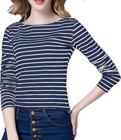 img 1 attached to Tulucky Striped Long Sleeve T-Shirt For Women - Casual Round Neck Tee With Tank Top Design