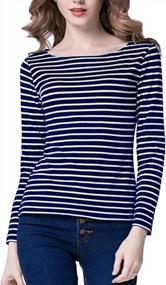 img 2 attached to Tulucky Striped Long Sleeve T-Shirt For Women - Casual Round Neck Tee With Tank Top Design