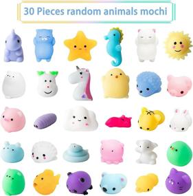 img 2 attached to Набор игрушек Kawaii Mochi Squeeze из 60 предметов для детских праздников, снятия стресса, подарков на день рождения, мешочков для угощений и призов в классе — с фруктами и случайными формами животных — от MALLMALL6