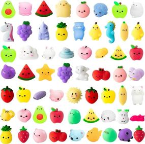 img 4 attached to 60-Piece Kawaii Mochi Squeeze Toys Set For Kids' Party Favors, Stress Relief, Birthday Gifts, Treat Bags, And Classroom Prizes - Featuring Fruit And Random Animal Shapes - By MALLMALL6