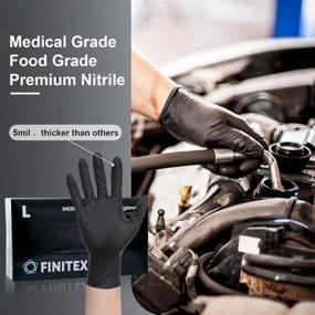 img 3 attached to Black Nitrile Disposable Gloves - FINITEX, 5mil, Powder-free, Medical Exam, Latex-Free, 100 PCS for Examination, Home Cleaning, Food Handling (Large)