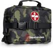 outdoor preparedness first aid kit by surviveware - molle compatible, labeled compartments for backpacking, hiking, and outdoors survival logo
