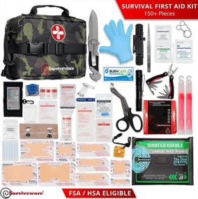 img 3 attached to Outdoor Preparedness First Aid Kit By Surviveware - MOLLE Compatible, Labeled Compartments For Backpacking, Hiking, And Outdoors Survival
