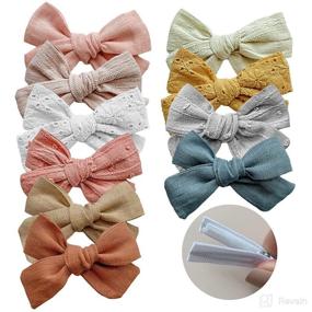 img 4 attached to 🎀 Mai Bebe Hair Bow Clips - Set of 10 Girls Hair Bows - Non-Slip Grip and Fully Lined - Hair Bows for Toddler Girls - Everyday Bebe Collection
