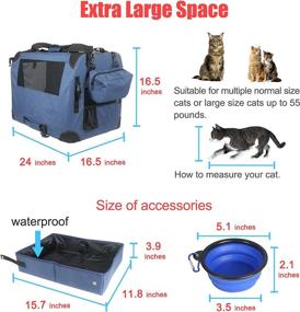 img 3 attached to 🐱 Prutapet Large Cat Carrier: Soft-Sided Portable Pet Crate for Car Travel with Collapsible Litter Box and Bowl – 24x16.5x16.5