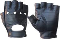 a&amp;h apparel fingerless leather driving gloves - genuine cowhide leather motorcycle glove logo