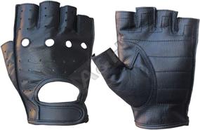 img 1 attached to A&amp;H Apparel Fingerless Leather Driving Gloves - Genuine Cowhide Leather Motorcycle Glove