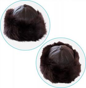 img 1 attached to Women'S Faux Leather Cossack Beanie Hat Winter Ski Cap