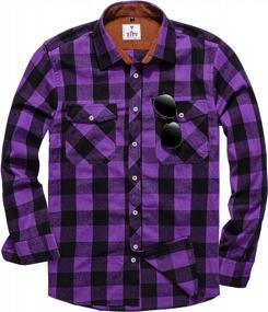 img 4 attached to Men'S Casual Flannel Plaid Shirt With Regular Fit And Long Sleeves - Button Down Style From ZITY