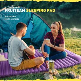 img 3 attached to FRUITEAM Extra Thick 2-Person Camping Sleeping Pad For Hiking And Backpacking, Navy - Double Mattress With 4.15" Thickness
