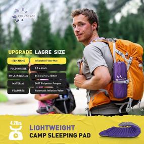 img 1 attached to FRUITEAM Extra Thick 2-Person Camping Sleeping Pad For Hiking And Backpacking, Navy - Double Mattress With 4.15" Thickness