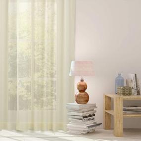 img 3 attached to Beige Sheer Voile Curtains For Living Rooms & Bedrooms - Oakias 2 Panels, Each 54 X 96 Inches