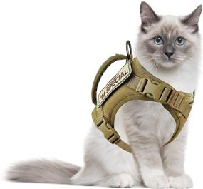 img 4 attached to 🐾 AIWAI Escape Proof Tactical Cat Harness for Walking, Adjustable Pet Vest Harness with Control Handle - Soft Mesh for Large Cats, Small Dogs. Bonus Gift with Patch Included