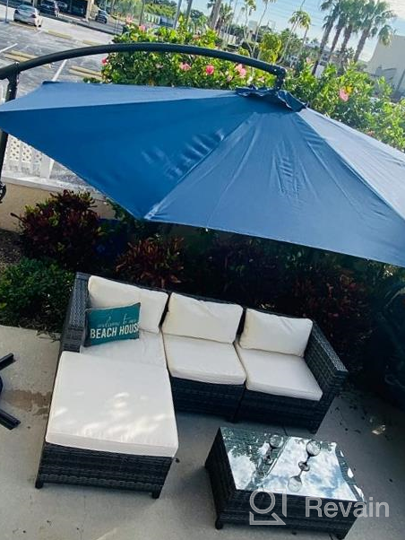 img 1 attached to 10FT Patio Offset Umbrella - Large Hanging Market Umbrella With Crank, Cross Bar & UV Protection For Backyard/Garden review by Jair Baltrusch