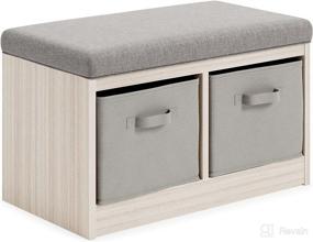 img 4 attached to 🪑 Gray Upholstered Storage Bench by Signature Design: Blariden with Removable Baskets