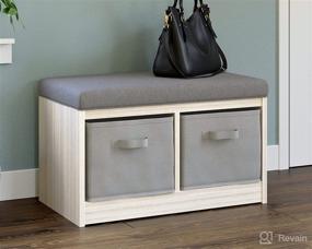 img 3 attached to 🪑 Gray Upholstered Storage Bench by Signature Design: Blariden with Removable Baskets