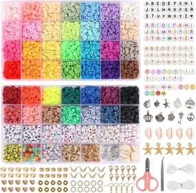 img 4 attached to DIY Jewelry Making Kit: 10500Pcs Of Polymer Clay Beads In 42 Colors With Charms And Elastic Strings
