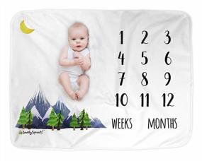 img 2 attached to LovelySprouts Premium Fleece Monthly Milestone Blanket: Wrinkle & Fade-Resistant, Large 60 X 40 Size - Perfect For Baby Boy Or Girl Photo Props, Mountain Design